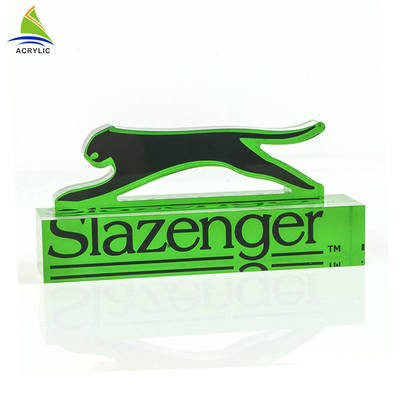 Eco - Friendly Acrylic Sign Tampilan Holder Clear Solid Terukir Acrylic Logo Block