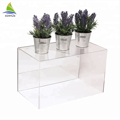 Batal Acrylic Countertop Tampilan Kasus Gaya Sederhana Hitam Atas Dan Bawah Kotak Akrilik Kustom Bening