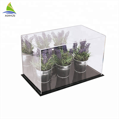 Batal Acrylic Countertop Tampilan Kasus Gaya Sederhana Hitam Atas Dan Bawah Kotak Akrilik Kustom Bening