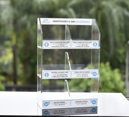 Tinggi Gloss Acrylic Shop Display Acrylic Cell Phone Aksesori Display 3mm Tebal