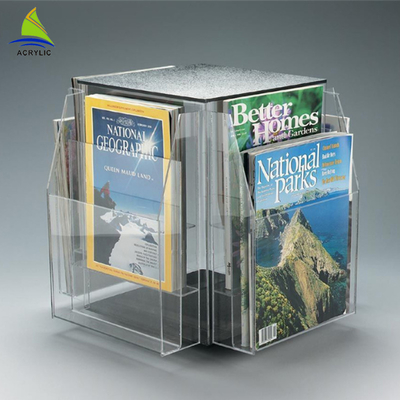 360 Derajat Rotating Clear Display Countertop Batal Acrylic Paper Holder