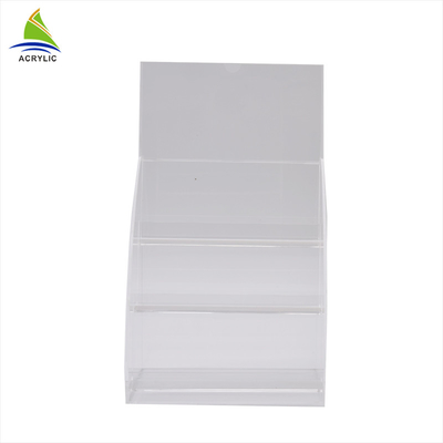 Plastik Double Pocket Leaflet / File Acrylic Brochure Tampilan Stand Holder