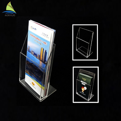 Counter Top Acrylic Brosur Pemegang Plastik Pamflet Holder Silk Screen Printing
