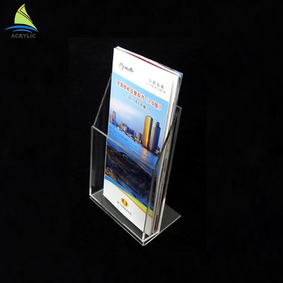 Counter Top Acrylic Brosur Pemegang Plastik Pamflet Holder Silk Screen Printing