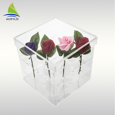 Pernikahan Mewah Segar 16 lubang Acrylic Box Untuk 16 Roses Glossy Lamination