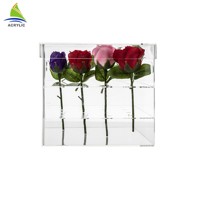 Pernikahan Mewah Segar 16 lubang Acrylic Box Untuk 16 Roses Glossy Lamination