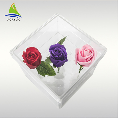 Pernikahan Mewah Segar 16 lubang Acrylic Box Untuk 16 Roses Glossy Lamination