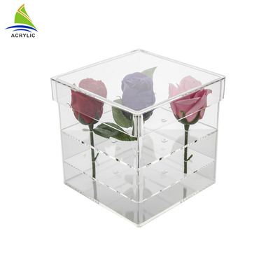 Pernikahan Mewah Segar 16 lubang Acrylic Box Untuk 16 Roses Glossy Lamination