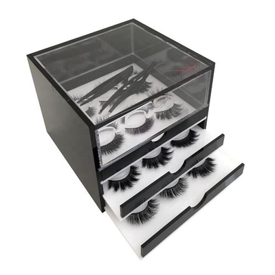 Organizer 3 Grid Acrylic Eyelash elegan, Plexiglass Eyelash Box Untuk Penyimpanan Alat Makeup