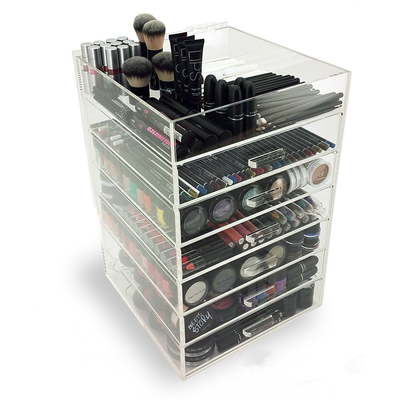 7 Tier Makeup Acrylic Display Box Dengan Laci Untuk Pusat Perbelanjaan