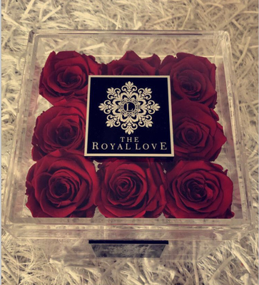 Waterproof Square Kemasan Hadiah Kotak Bunga Akrilik Mewah Dengan Logo Laser