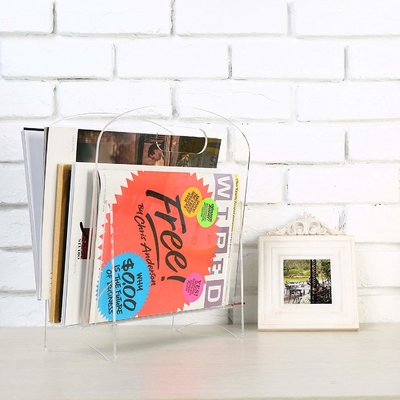 Berdiri bebas Modern Batal Acrylic Magazine Holder Tampilan Stand / File Folder Storage Organizer Rack