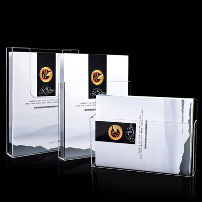 Pemegang Brosur Akrilik OEM, Wall Mounted Plastik 1/3 A4 Leaflet Holder