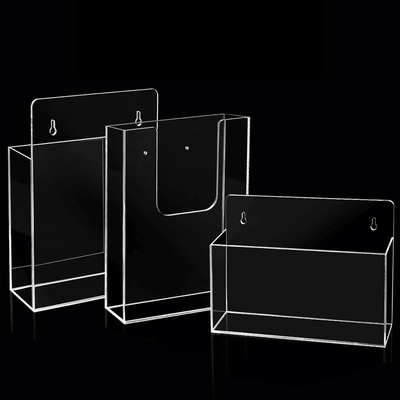 Pemegang Brosur Akrilik OEM, Wall Mounted Plastik 1/3 A4 Leaflet Holder