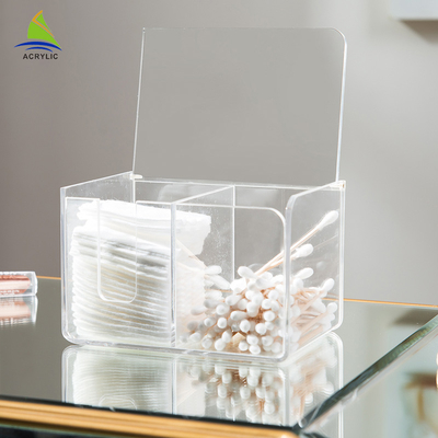 Rumah tangga Acrylic Cotton Pad Swab Holder / Plastik Cotton Swab Storage Box