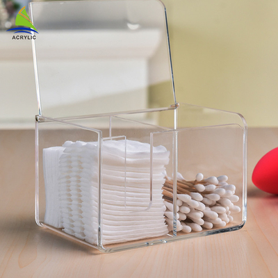 Rumah tangga Acrylic Cotton Pad Swab Holder / Plastik Cotton Swab Storage Box