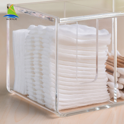 Rumah tangga Acrylic Cotton Pad Swab Holder / Plastik Cotton Swab Storage Box
