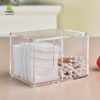 Rumah tangga Acrylic Cotton Pad Swab Holder / Plastik Cotton Swab Storage Box