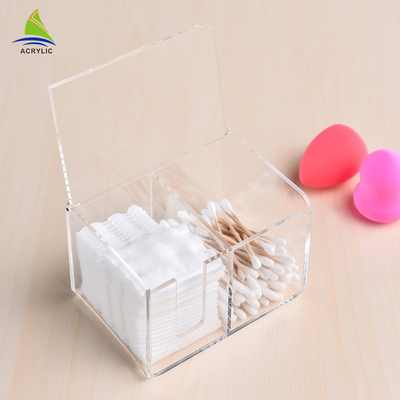 Rumah tangga Acrylic Cotton Pad Swab Holder / Plastik Cotton Swab Storage Box