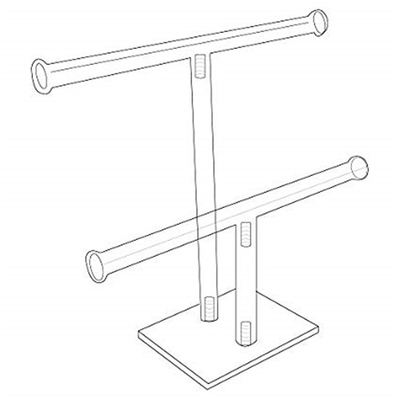2 Tier Batal Acrylic Jewelry Display, T - Bar Gelang Kalung Tampilan Stand Set