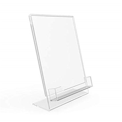 5 &quot;X 7&quot; Lucite Plexiglass Acrylic Miring Masukkan Pemegang Tanda Dengan Saku Kartu Bisnis