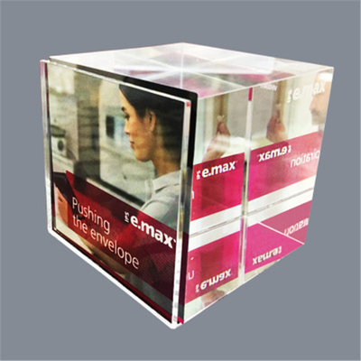 Bingkai Foto Akrilik Plastik, Lucite Desktop 6 Kubus Foto Akrilik Sided