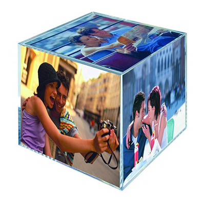 Bingkai Foto Akrilik Plastik, Lucite Desktop 6 Kubus Foto Akrilik Sided