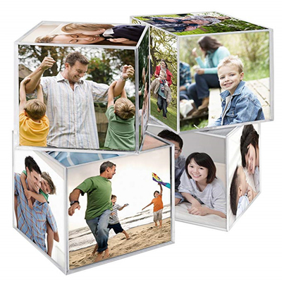 Bingkai Foto Akrilik Plastik, Lucite Desktop 6 Kubus Foto Akrilik Sided