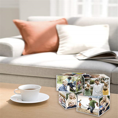 Bingkai Foto Akrilik Plastik, Lucite Desktop 6 Kubus Foto Akrilik Sided