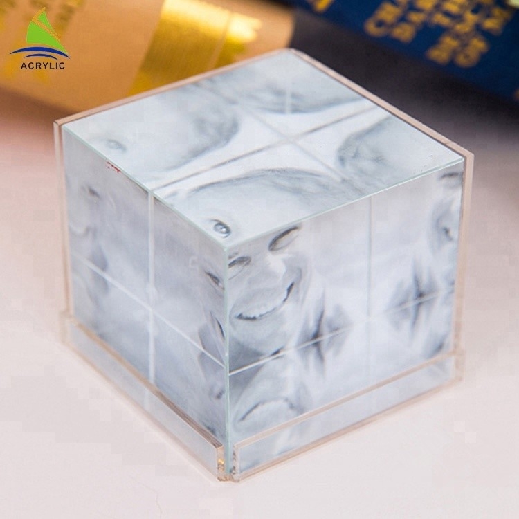 Batal 6 Side Acrylic Photo Frames Cube Ukuran Disesuaikan Silk Screen Printing