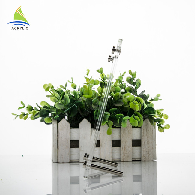 Dekorasi Acrylic Double Sided Picture Frames Acrylic Batal Photo Holder Dengan Kaki Logam