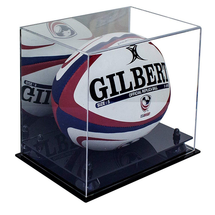 Kotak Display Kasus Akrilik yang jelas Produk Olahraga Toko Meja Batal Acrylic Rugby Tampilan Kasus