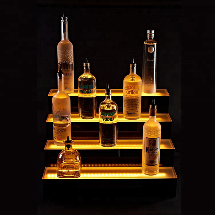 Botol Led transparan Tampilan 3 Tier Langkah Led Wine Stand Led Light Bottle Holder
