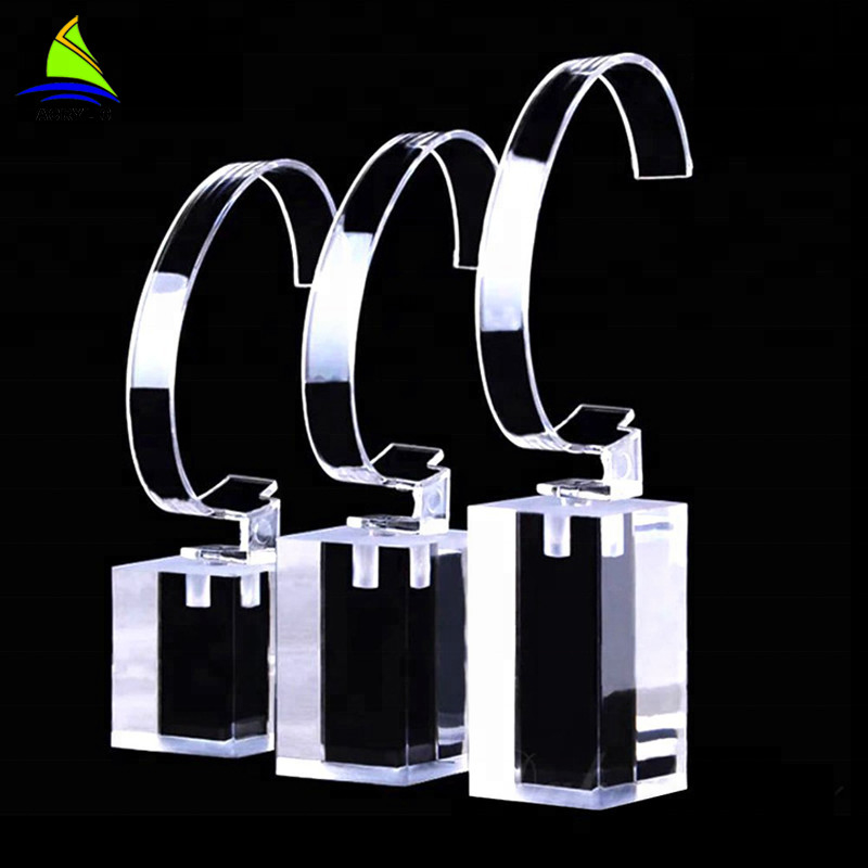 OEM Acrylic Display Toko Personalized Acrylic Perhiasan Tampilan Berdiri Dengan C Ring