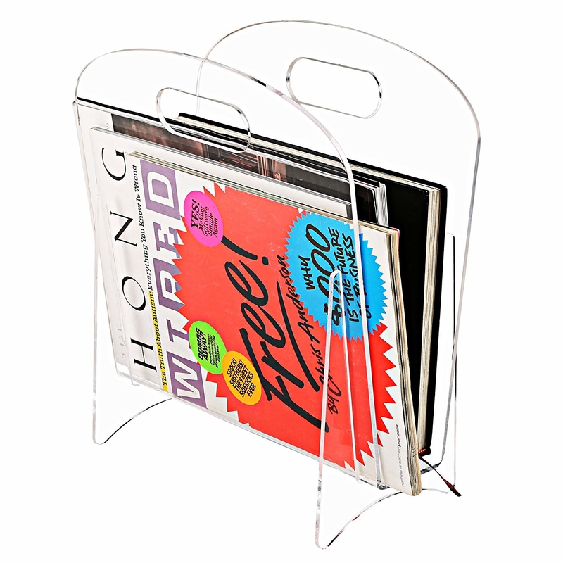 Berdiri bebas Modern Batal Acrylic Magazine Holder Tampilan Stand / File Folder Storage Organizer Rack